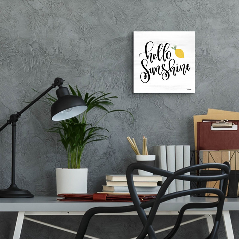 «Hello Sunshine» par Imperfect Dust - Art textuel sans cadre, H 12 po x l 12 po x P 0,13 po