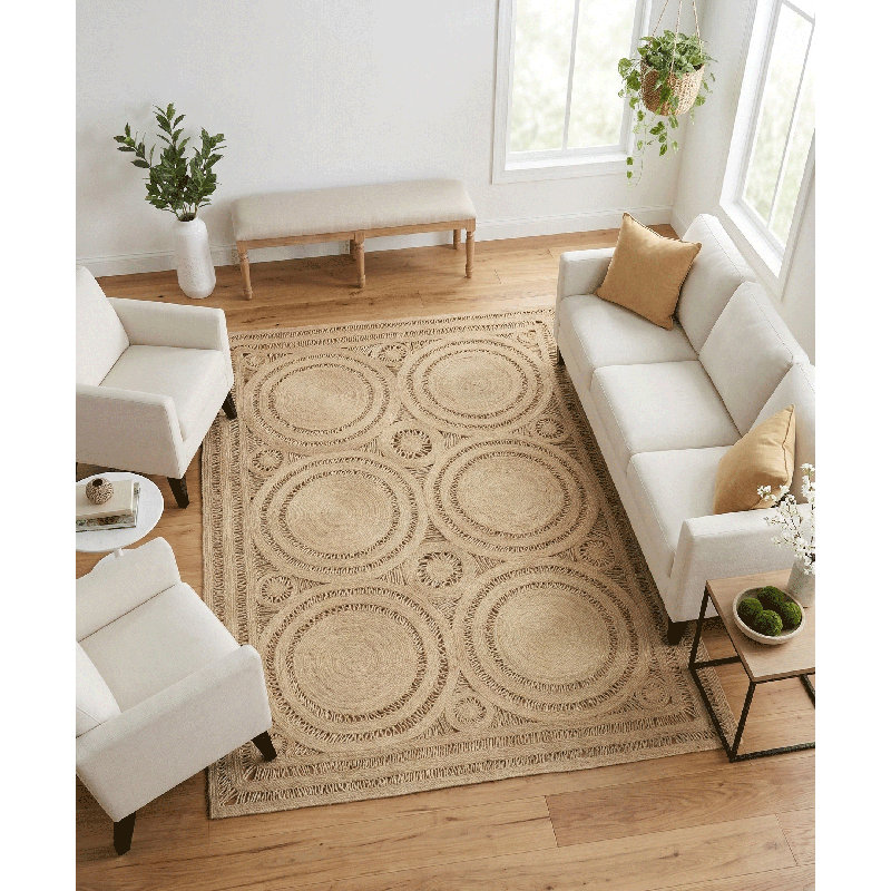 Tapis beige en jute / sisal Mehndi, Rectangle 12 pi x 15 pi