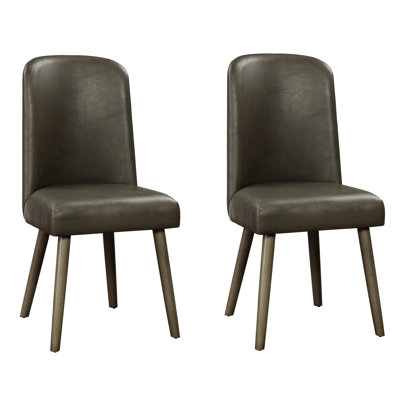 Lot de 2 chaises grises pour salle à manger - Style moderne, dossier et assise rembourrés en mousse, revêtement en similicuir, design confortable