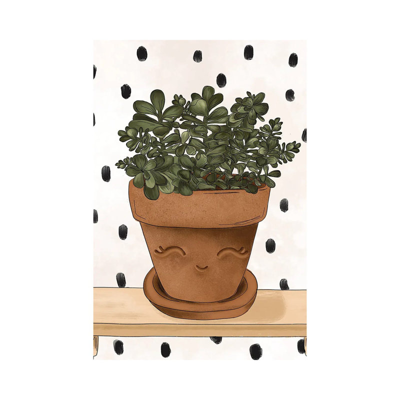 Happy Jade Plant by Katie Bryant - Wrapped Canvas Gallery-Wrapped Canvas Giclée, 20.32 cm H x 30.48 cm W