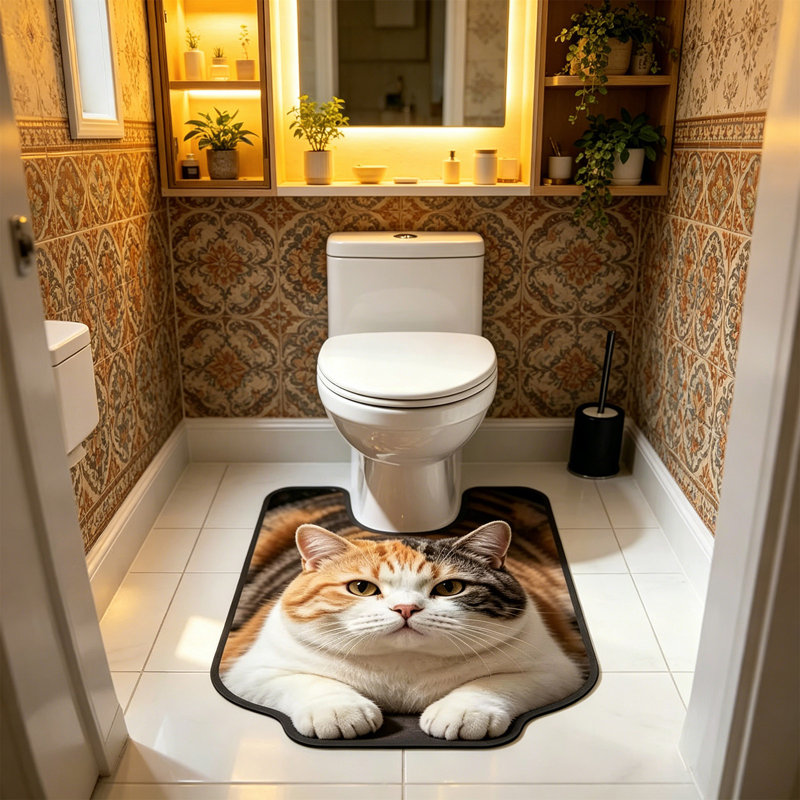 a footpad Cute Diatomaceous Earth Toilet Seat Cover  AbsorbentBathroom Mat And Clean  Entryway Doormat, White