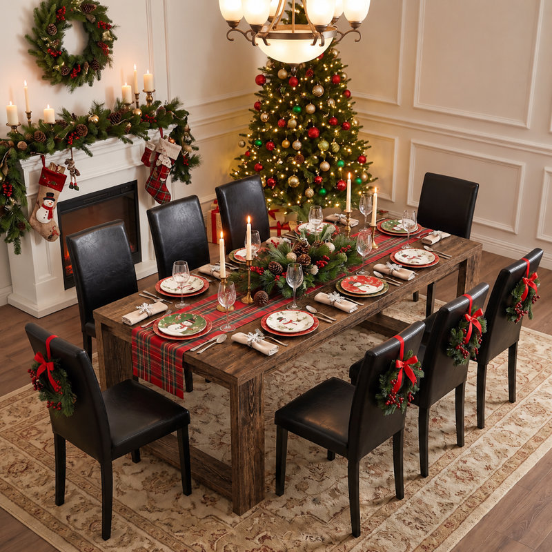 Kristin Dining Set, Brown, Black
