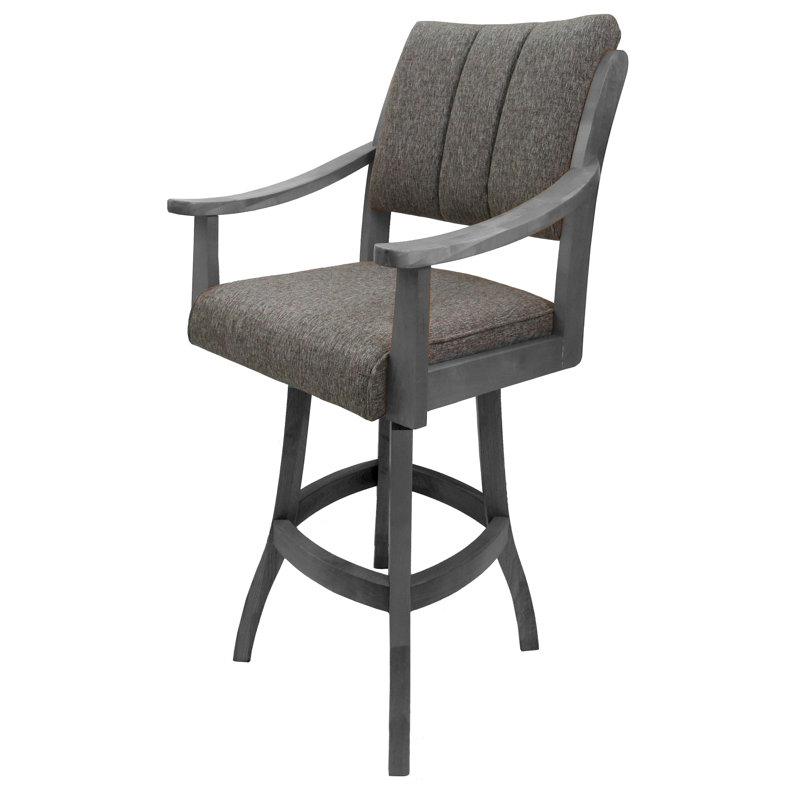 Tabouret de bar pivotant en bois Miriam, Très grand (siège d'une hauteur de 34 po), Gris mojave / gris clair