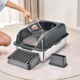6 in Deep Cat Litter Box Odour-Free Litter Box with Filtering Foot Board