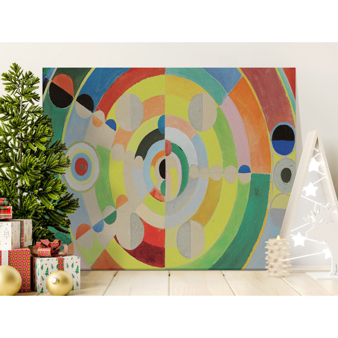 Mid Century Modern Abstract Art Canvas Print, Colorful Geometric Wall Art Decor, Vibrant Radial Circles Painting, Eclectic Home Statement