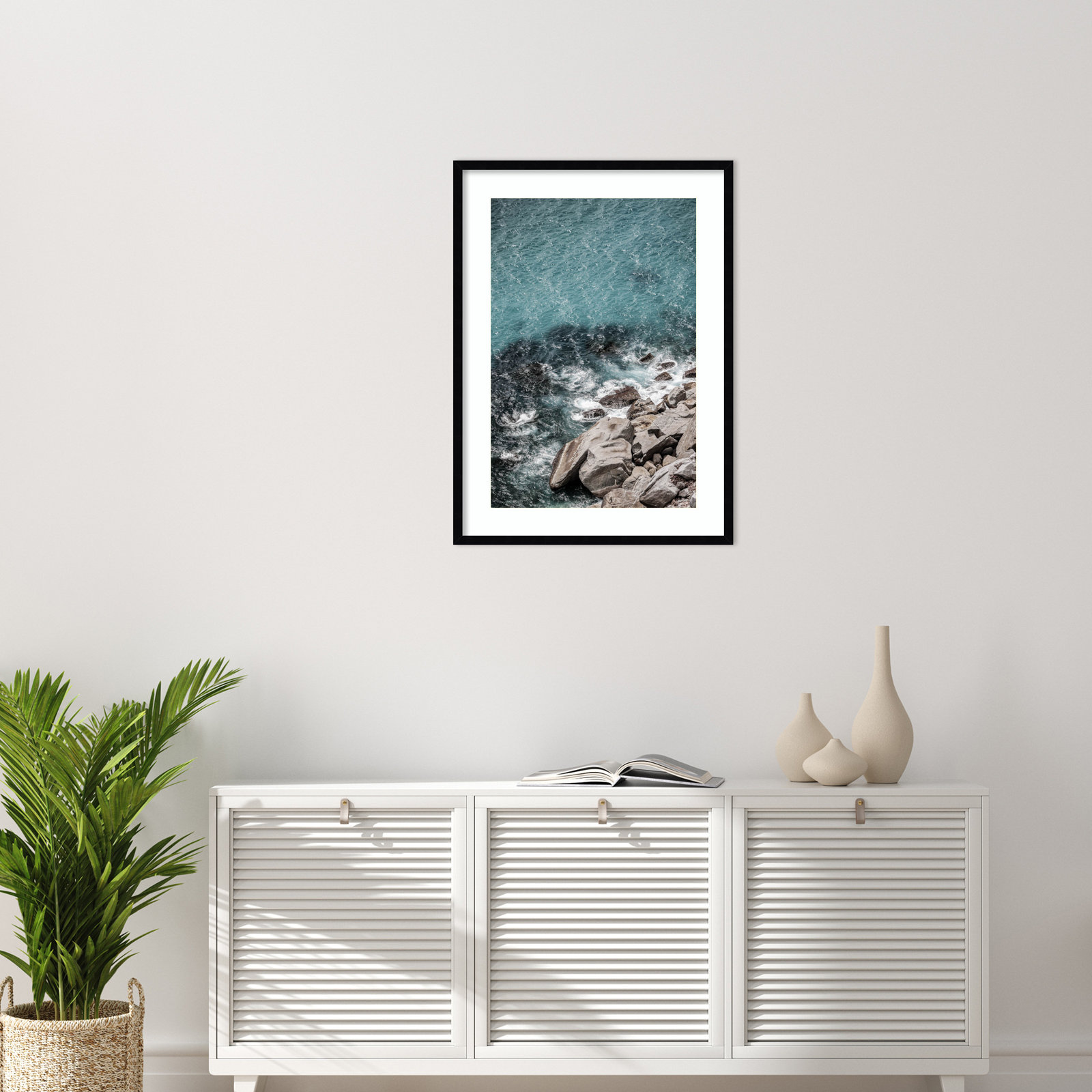 Pacetti "Aqua Sea Shores" Print, 33" H x 24" W, Black