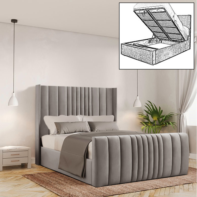 Bastin Upholstered Ottoman Storage Bed, Asphalt, Single (3')
