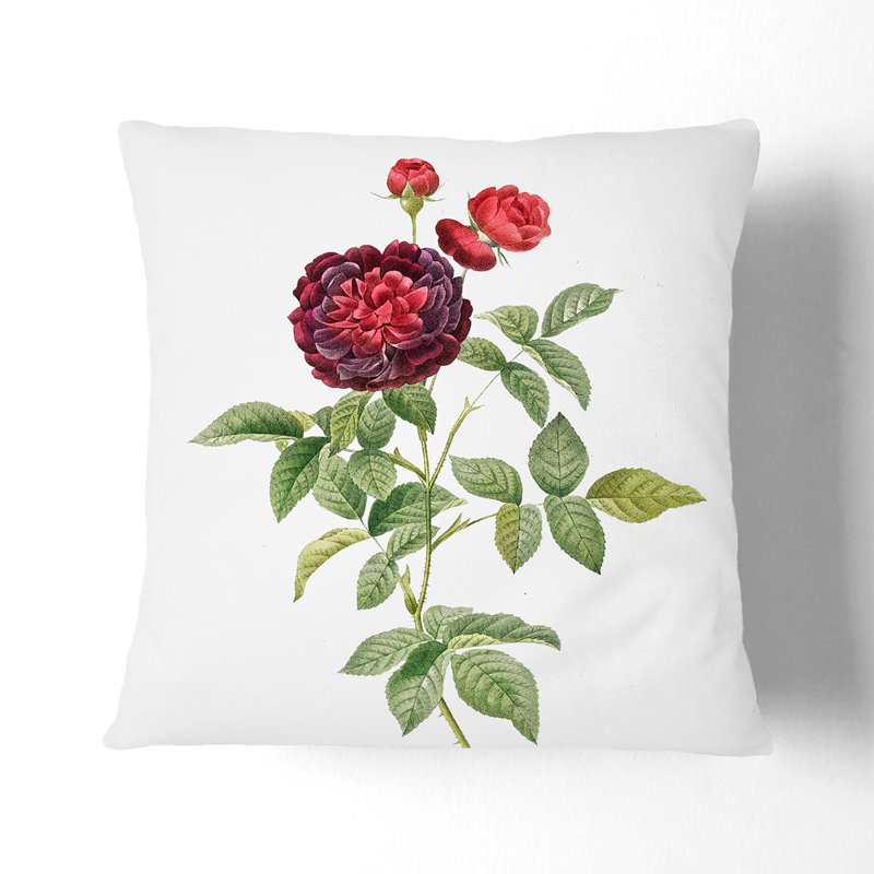 Floral Square Throw Cushion, Stone, 40cm H x 40cm W x 15cm D