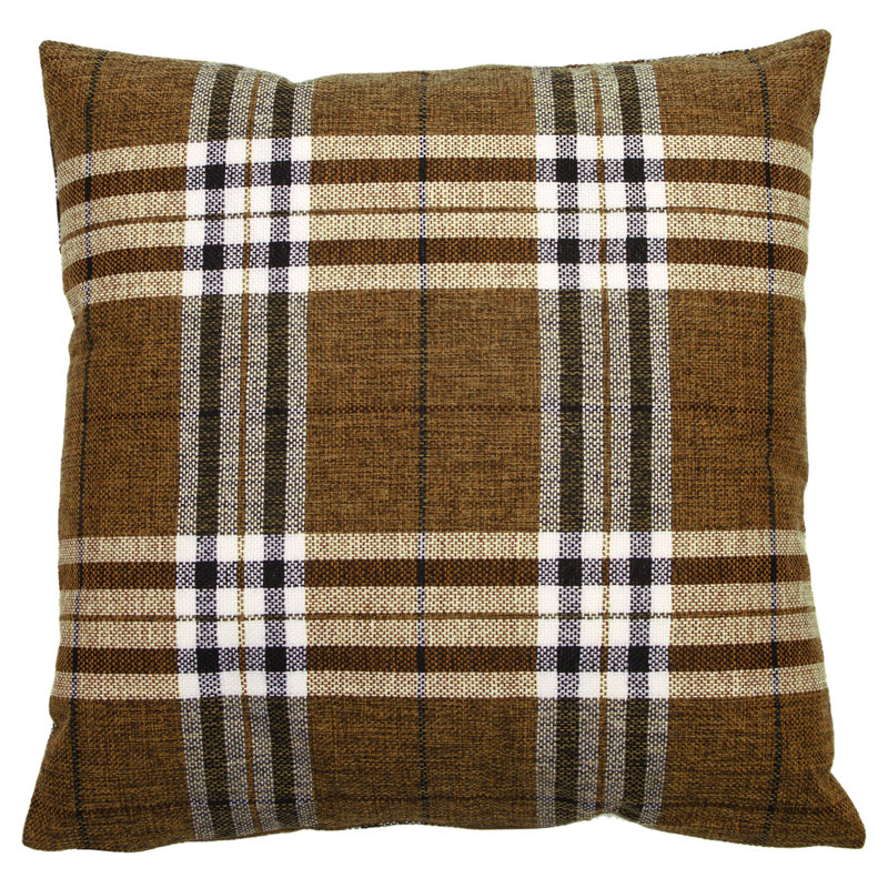 Callista Plaid Square Throw Pillow Cover, 55cm H x 55cm W x 1.5cm D, Brown