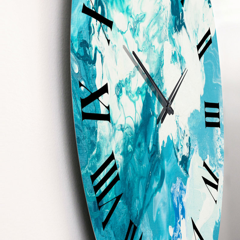 Nuage blanc sur marbre bleu I - horloge murale moderne, Surdimensionné