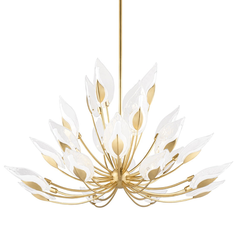 Lustre à niveaux unique 24 lumières Blossom, Feuille d’or