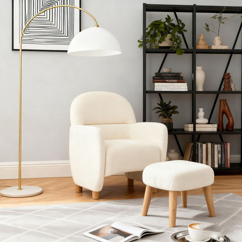 Chaise de loisir rembourrée avec repose-pieds, Blanc