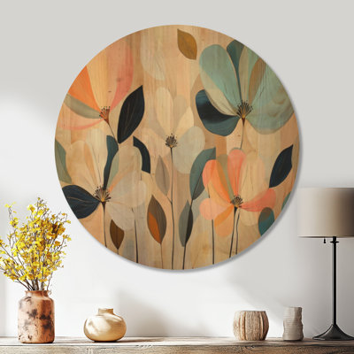 Mulloy II - Tableau mural rond en bois à motif floral