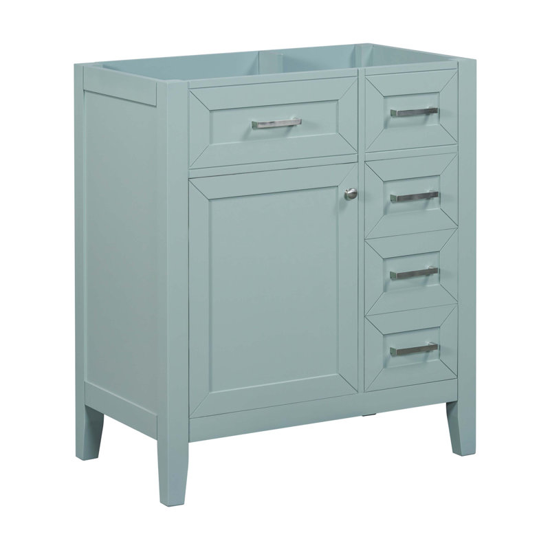 Meuble-lavabo de 30 po sans lavabo, base d'armoire seulement, armoire de salle de bain avec tiroirs, structure solide et panneau de fibres à densité moyenne