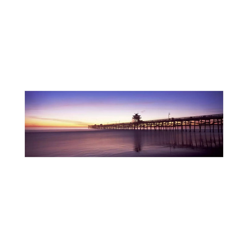 Silhouette of a Pier, San Clemente Pier, Los Angeles County, California, USA 1 Piece Wrapped Canvas Panoramic Wall Art