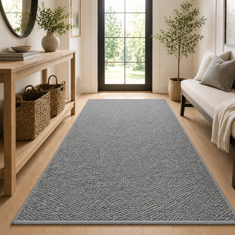 Low-Profile Non-Slip Indoor Area Rug, Machine Washable & Absorbent, Gray, Rectangle 1'4" x 2'
