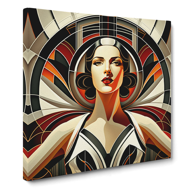 Art Deco Woman Precisionism - Print, 35cm H x 35cm W x 3cm D