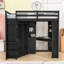 Lit mezzanine simple en bois avec garde-robe, bureau et station de charge-2064243362