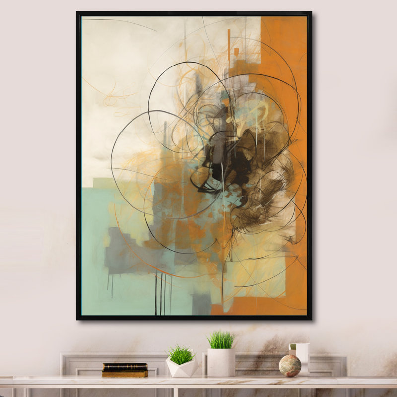 Yellow Orange Captivating Liquid Ink - Abstract Marble Wall Art, 32" H x 24" W x 1" D, Black Floater Framed