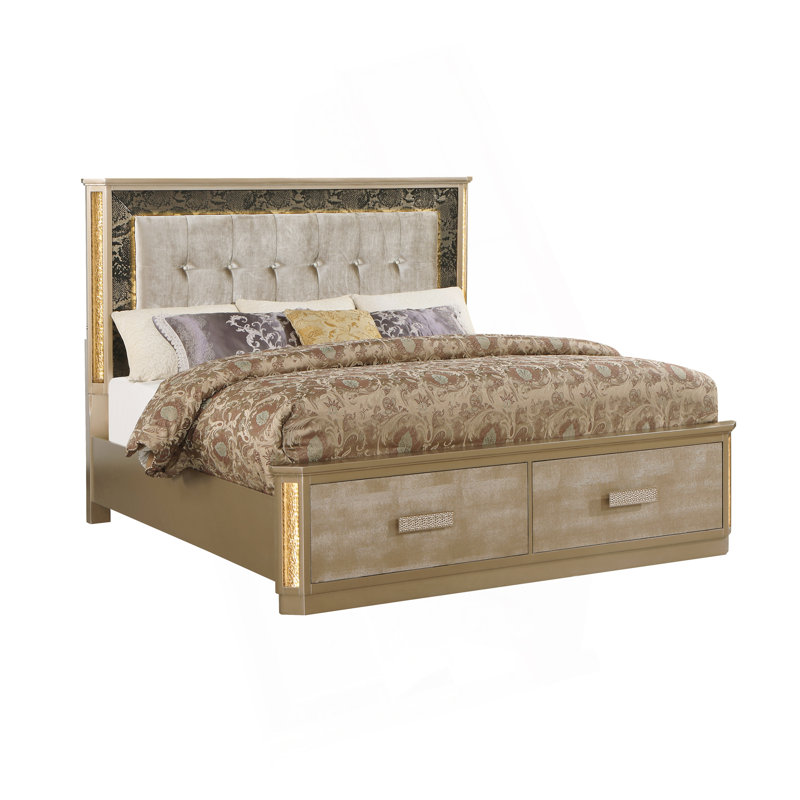 Grand lit Medusa en bois doré, Grand lit