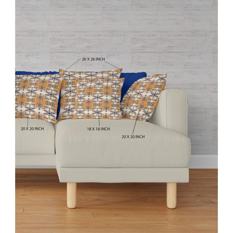 Coussin 18 po x 18 po Broadcloth, Orange et gris