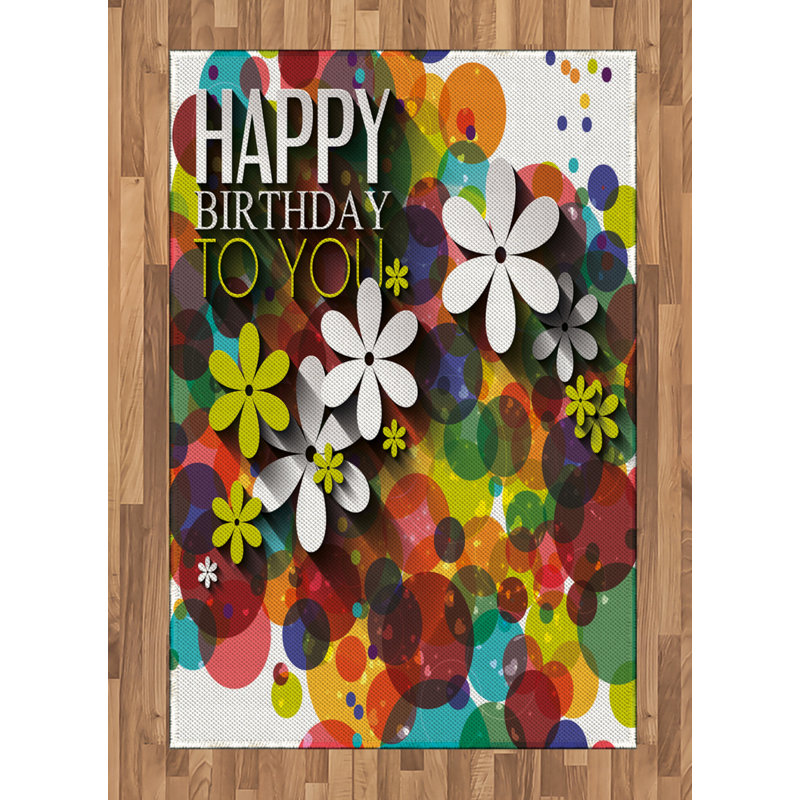 Flower High Density Long Fiber Poly Threads Decorative Area Rug Carpet, Rectangle 4' x 5'8"