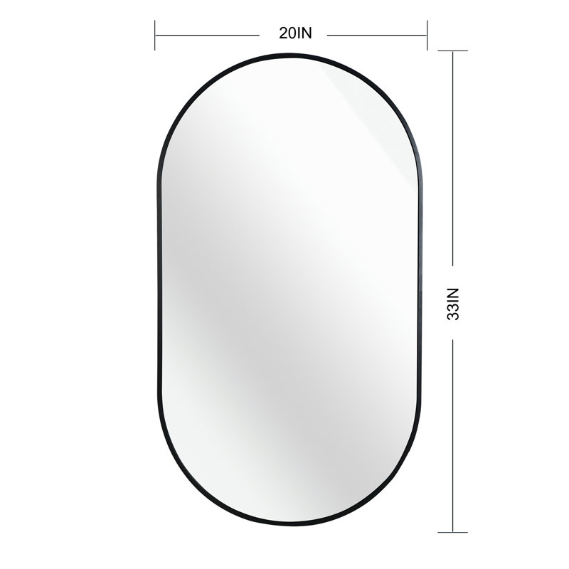 Miroir ovale en métal, 33 po x 20 po, Noir