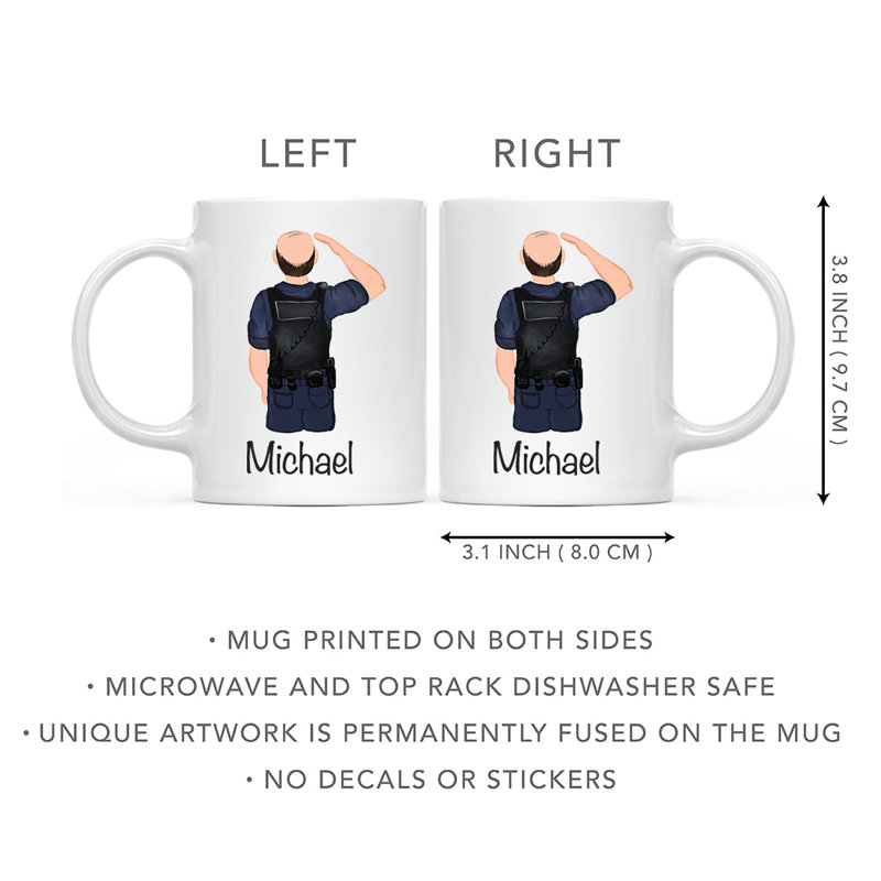 Tasse à café personnalisée, Policier blanc / noir 1, Oui