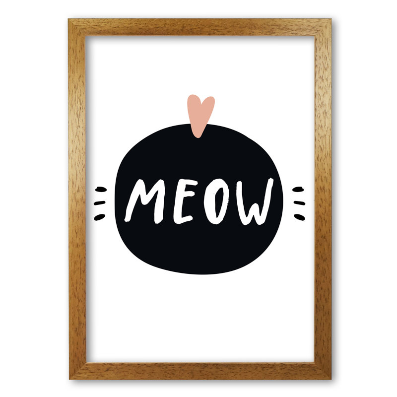 Meow - Painting, 42 cm H x 30 cm W x 5 cm D, Honey Oak Frame