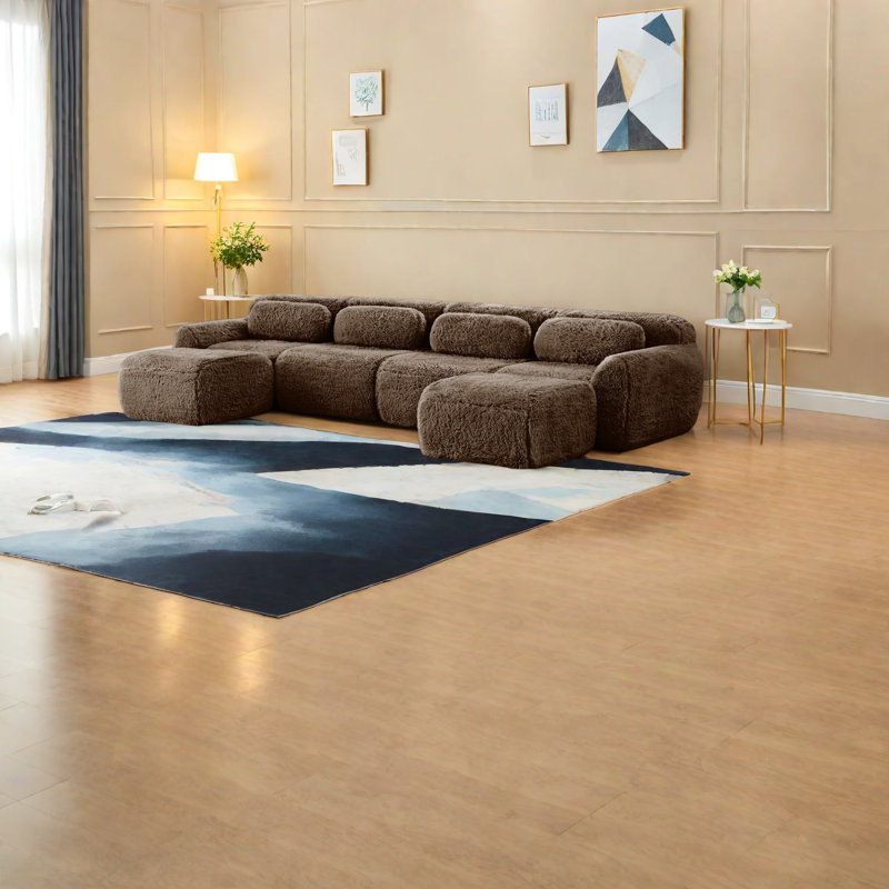 Canapés ergonomiques en peluche, finition chocolat, aucun assemblage requis, idéal pour les salons et les études