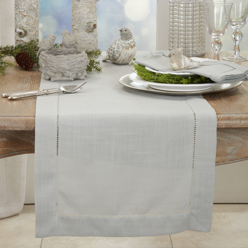 Emmeline Solid Color Table Runner, White, 36" L x 16" W
