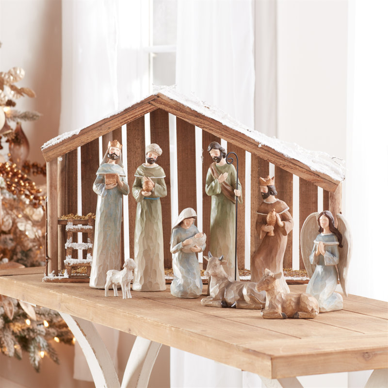 Figurines de crèche de Noël modernes (ensemble de 9)