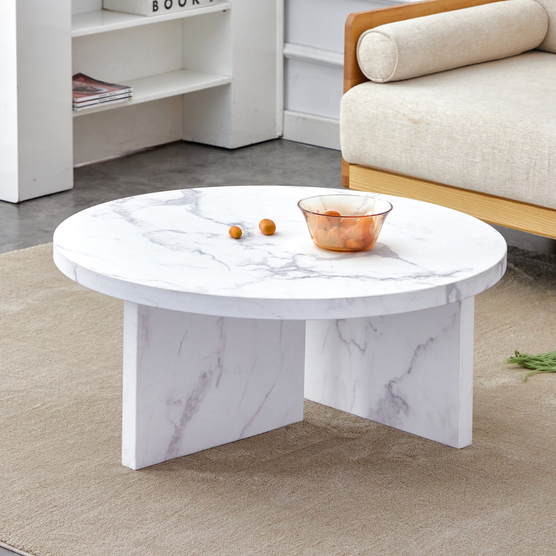 Table basse blanche, rehaussant l'apparence de la petite table de salon de 31,4 pouces avec forme, moderne et pour les décorations d'intérieur