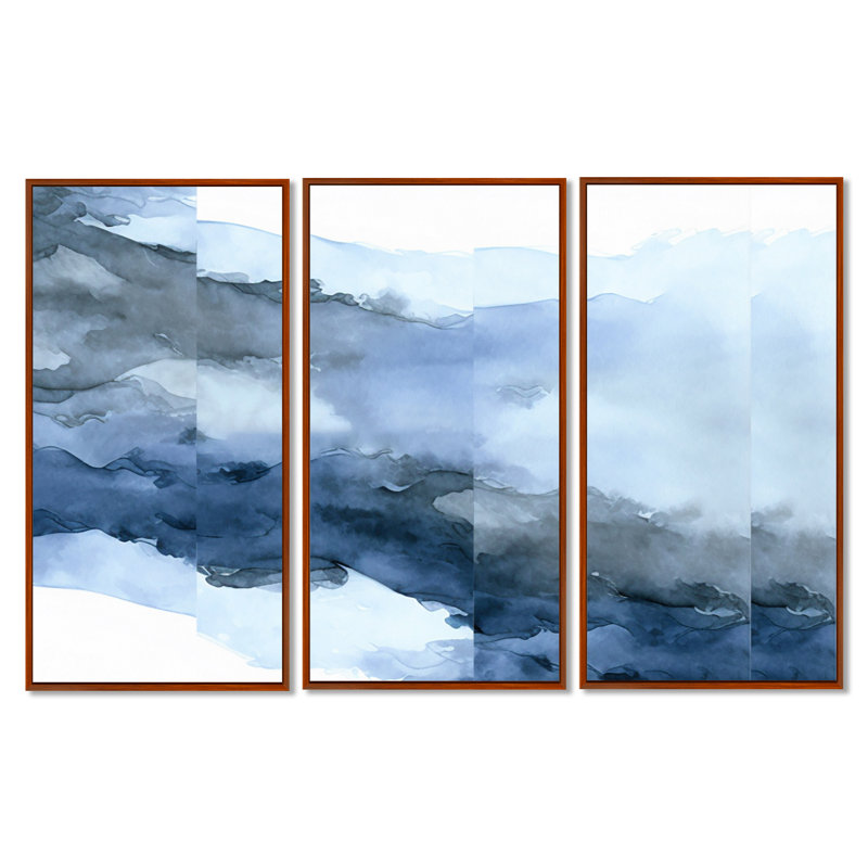 Sapphire Blue Nebula VII " Sapphire Blue Nebula VII " 3 - Pieces, 28" H x 36" W, Floater Framed Print, Brown
