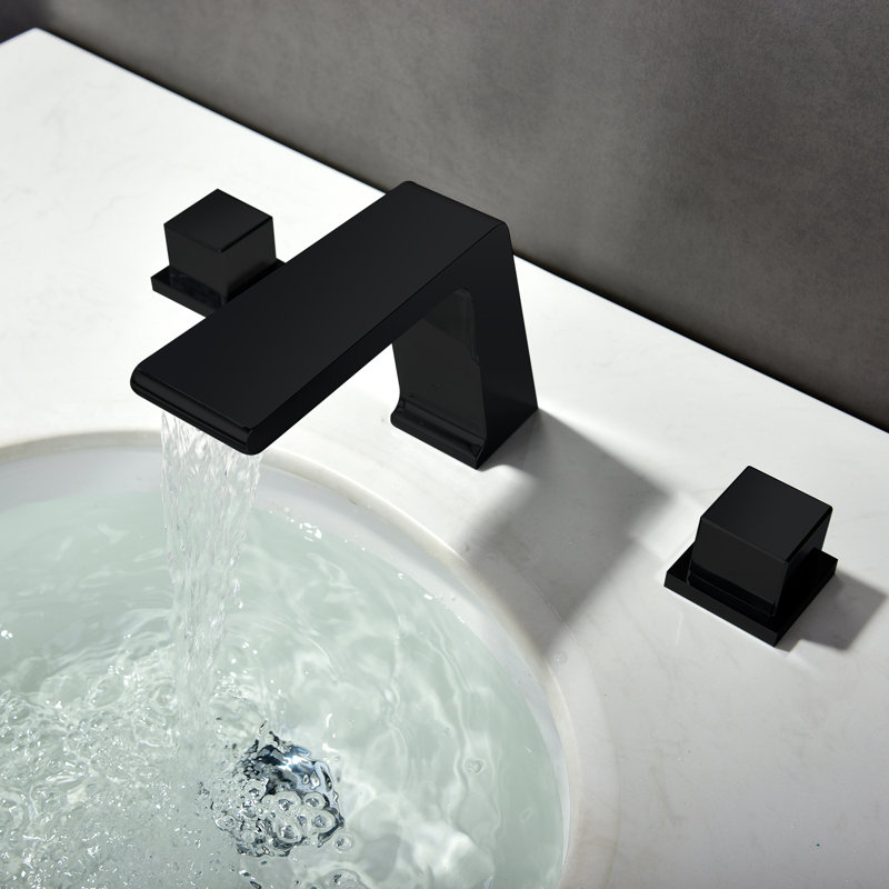 Widespread 2-handle Bathroom Faucet with Drain Assembly, Matte Black