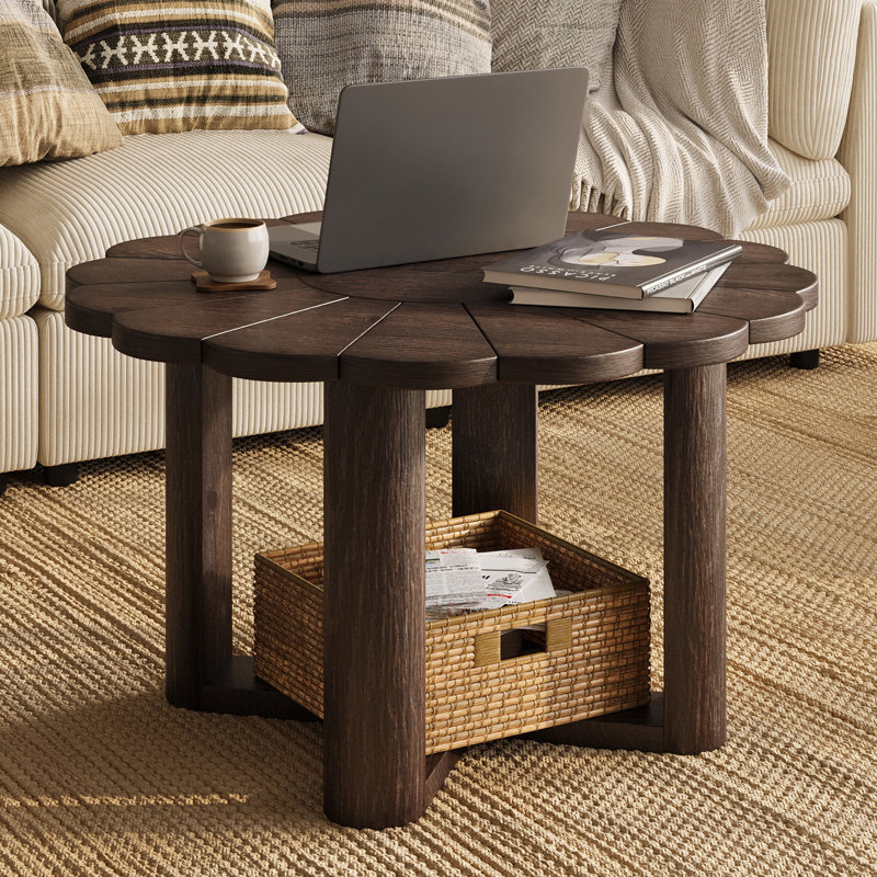 table basse en bois massif, Marron foncé