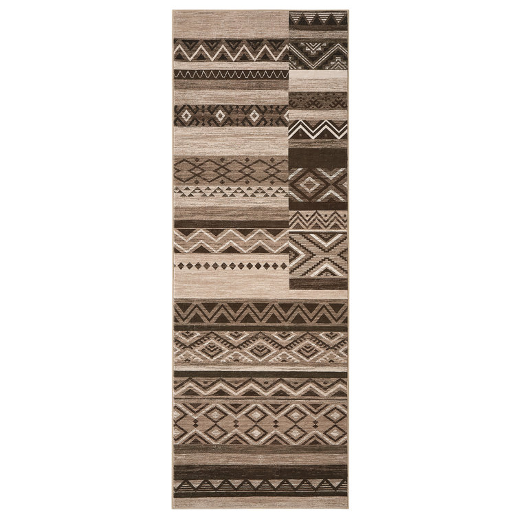 Geometric Machine Washable Rug for Living Room Bedroom Striped Non-Slip Low Pile Rubber Backing Area Rug for Playroom Office Kitchen Dining Room Dorm and Bedside Decor