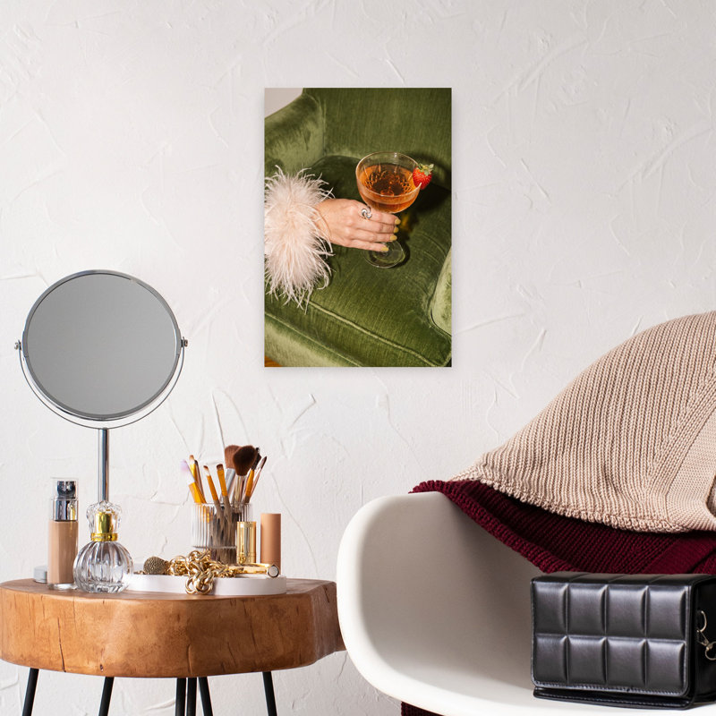 Art mural moderne élégant à plumes de style cocktail classique, H 18 po x l 12 po
