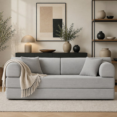 4-in-1 Convertible Sleeper Sofa with Bouclé Fabric