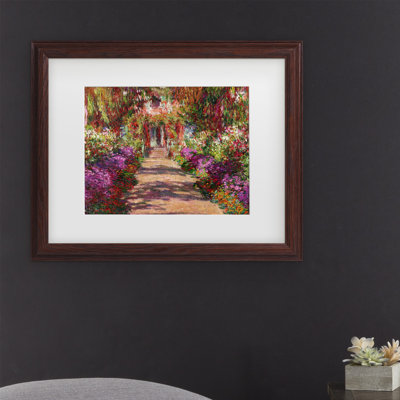 Art mural sur toile tendue - "Mon chemin dans le jardin de Monet" par Claude Monet pour décoration de salon, de chambre à coucher ou de bureau - 14 x 14
