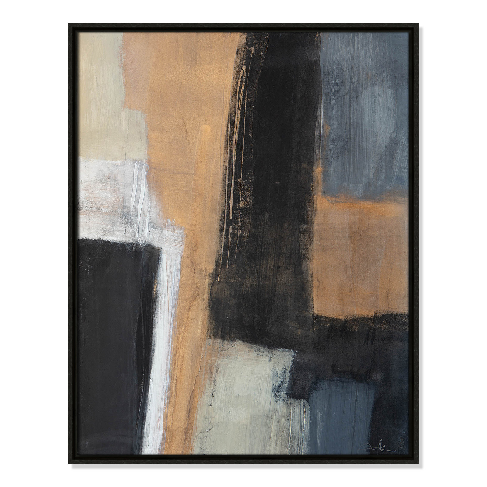 Calderon "Metallic Slate I" Print, 29.5" H x 23.5" W x 2" D, Espresso