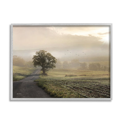 " Foggy Misty Morning Lone Tree Farmland Field " by Lori Deiter