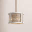 Lustre tambour 4 lumières Tyron Alonzo l 24 po x H 14 po à la craie fait de bois de manguier fabriqué à la main et de jacinthe d'eau