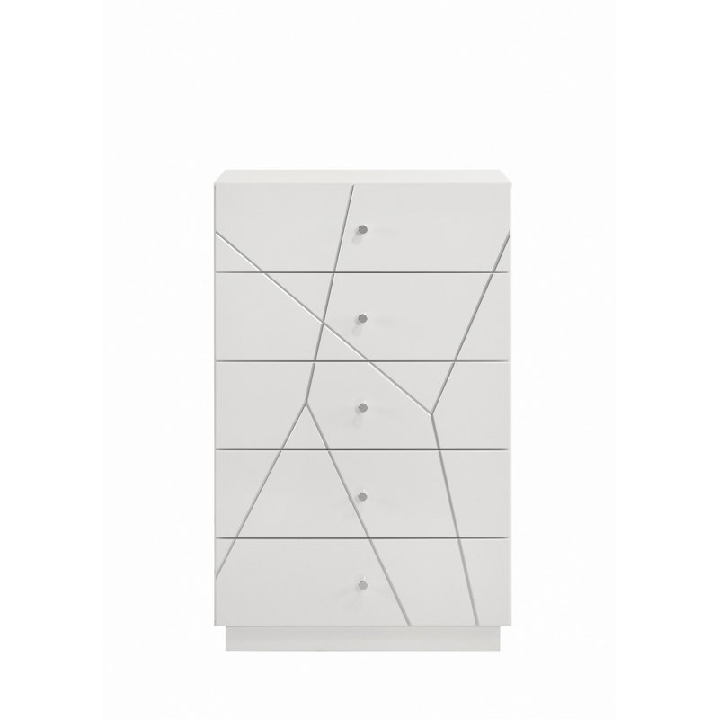 Commode Manhattan - Finition laquée avec motif géométrique et tiroirs spacieux pour un rangement moderne