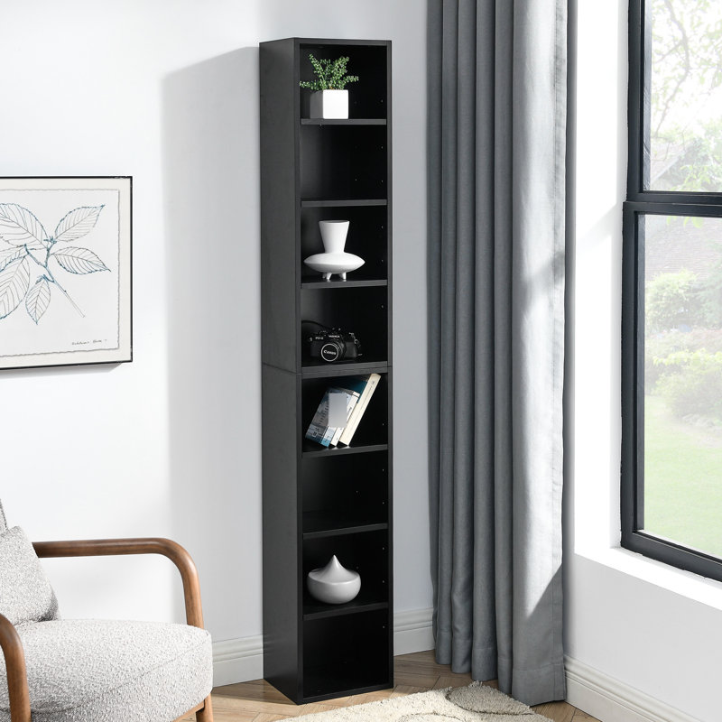 Étagère multimédia à 8 niveaux, double bibliothèque multifonctionnelle pour le bureau personnel, armoire de rangement CD mince avec tablettes réglables, apparence exquise, barres en fer spéciales, bibliothèque 3A