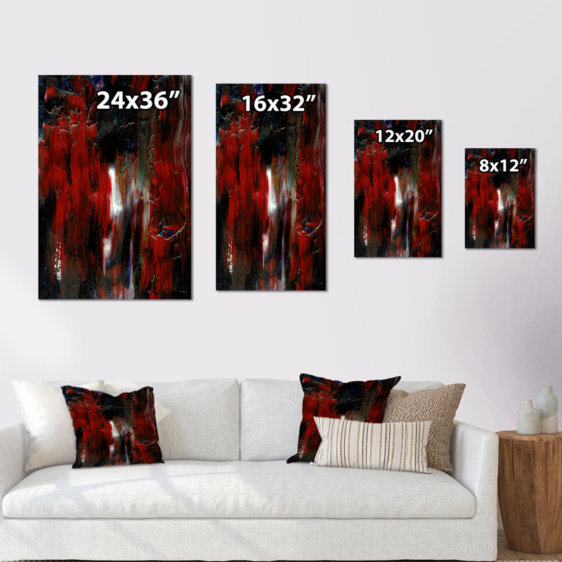 «Paint Strokes In Shade Of Red», reproduction d'art moderne et contemporaine sur toile, H 20 po x l 12 po x P 1 po