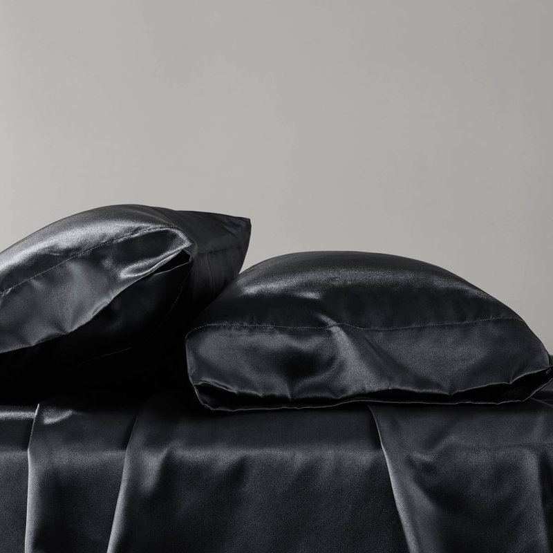 Ensemble de draps 7 pièces, Noir, Ensemble de draps pour très grand lit