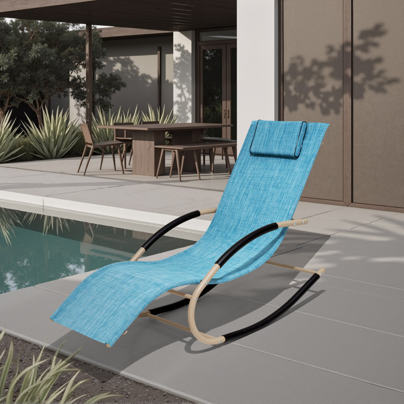 Chaise berçante Adwick, Bleu, Beige/noir