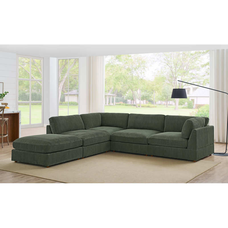 Airedale Modular Corduroy Sectional, Dark Green