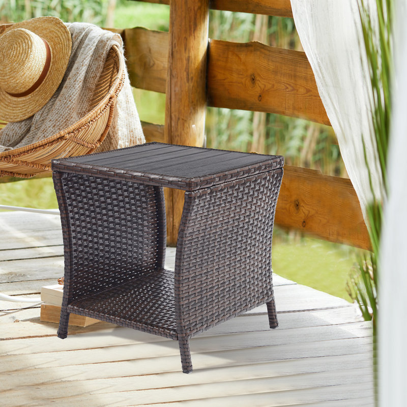 Table d'appoint en osier Jlayah, Brun